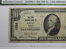 Load image into Gallery viewer, $10 1929 Saco Maine ME National Currency Bank Note Bill Charter #1528 VF25