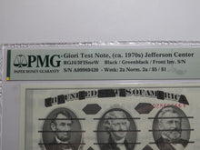 Load image into Gallery viewer, 1970's Giori Test Note Jefferson Center Currency Bank Note Bill PMG Choice UNC64