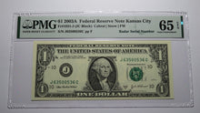 Load image into Gallery viewer, $1 2003 Radar Serial Number Federal Reserve Currency Bank Note Bill PMG UNC65EPQ