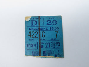 February 27, 1974 New York Rangers Vs Vancouver Canucks NHL Hockey Ticket Stub