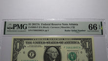 Load image into Gallery viewer, $1 2017 Radar Serial Number Federal Reserve Currency Bank Note Bill PMG UNC66EPQ