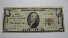 Load image into Gallery viewer, $10 1929 McKees Rocks Pennsylvania PA National Currency Bank Note Bill 5142 Fine
