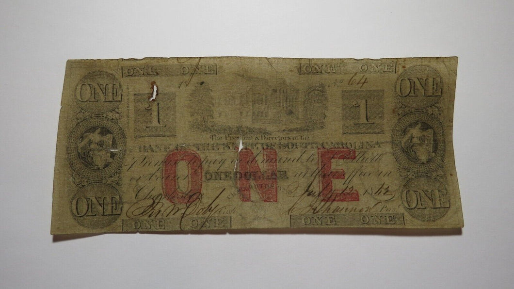 $1 1862 Charleston South Carolina SC Obsolete Currency Bank Note Bill Bank of SC