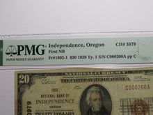 Load image into Gallery viewer, $20 1929 Independence Oregon OR National Currency Bank Note Bill Ch #3979 PMG
