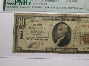 $10 1929 Clinton Kentucky KY National Currency Bank Note Bill Ch. #9098 PMG F12