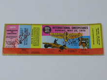 Load image into Gallery viewer, May 25, 1975 59th Indianapolis Motor Speedway 500 Full Ticket Indy Bobby Unser