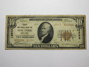$10 1929 New York City NY National Currency Bank Note Bill #12553 Grace National