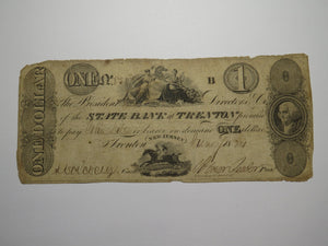 $1 1824 Trenton New Jersey NJ Obsolete Currency Bank Note Bill State Bank