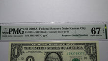 Load image into Gallery viewer, $1 2003 Repeater Serial Number Federal Reserve Currency Bank Note Bill PMG UNC67