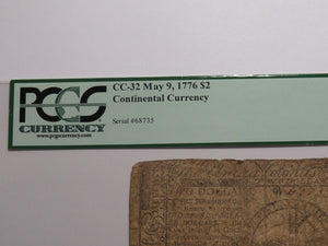 $2 1776 Continental Colonial Currency Note Bill Philadelphia PA F12 PCGS Graded