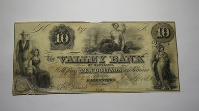 $10 1855 Hagerstown Maryland MD Obsolete Currency Bank Note Bill The Valley Bank