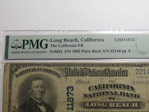 $20 1902 Long Beach California National Currency Bank Note Bill #11873 F15 PMG