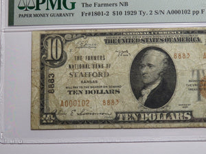$10 1929 Stafford Kansas KS National Currency Bank Note Bill Ch. #8883 F15 PMG