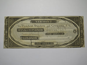 $1 18__ Windsor Vermont VT Obsolete Currency Bank Note Bill Remainder UNC++++