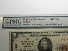 Load image into Gallery viewer, $20 1929 Hopkins Minnesota MN National Currency Bank Note Bill Ch #7958 F15 PMG