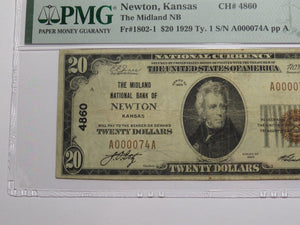 $20 1929 Newton Kansas KS National Currency Bank Note Bill Ch. #4860 VF25 PMG