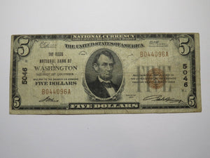 $5 1929 Washington D.C National Currency Bank Note Bill #5046 District Columbia