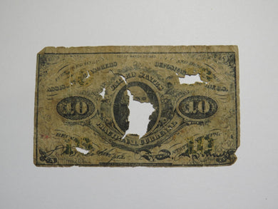 1863 $.10 Third Issue Fractional Currency Obsolete Bank Note Bill 3rd Issue