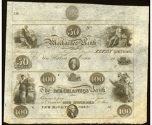 Load image into Gallery viewer, $50-$100 1860&#39;s New Haven Connecticut Obsolete Currency Uncut Sheet Bank Notes