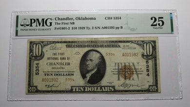 $10 1929 Chandler Oklahoma OK National Currency Bank Note Bill Ch #5354 VF25 PMG