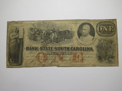 $1 1861 Charleston South Carolina SC Obsolete Currency Bank Note Bill Bank of SC