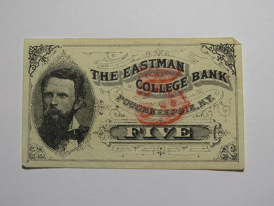 $.05 1870's Poughkeepsie New York Obsolete Currency Note Eastman College