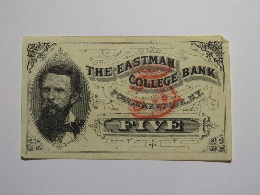 $.05 1870's Poughkeepsie New York Obsolete Currency Note Eastman College