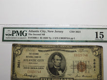 Load image into Gallery viewer, $5 1929 Atlantic City New Jersey NJ National Currency Bank Note Bill #3621 RARE