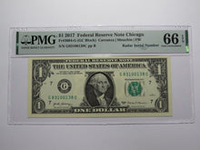 Load image into Gallery viewer, $1 2017 Radar Serial Number Federal Reserve Currency Bank Note Bill PMG UNC66EPQ