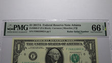 Load image into Gallery viewer, $1 2017 Radar Serial Number Federal Reserve Currency Bank Note Bill PMG UNC66EPQ