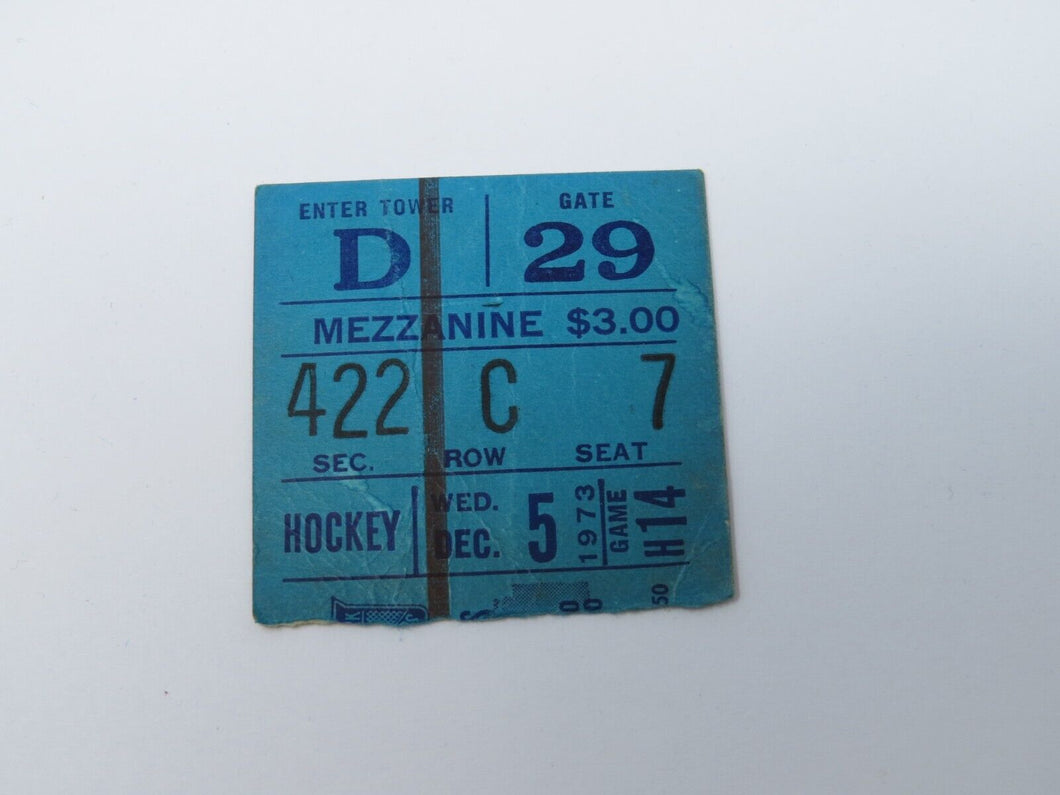 December 5, 1973 New York Rangers Vs. St. Louis Blues NHL Hockey Ticket Stub