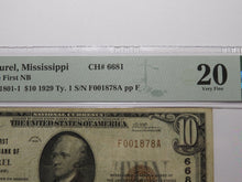 Load image into Gallery viewer, $10 1929 Laurel Mississippi National Currency Bank Note Bill Ch. #6681 VF20 PMG