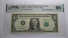 Load image into Gallery viewer, $1 1995 Radar Serial Number Federal Reserve Currency Bank Note Bill PMG UNC66EPQ
