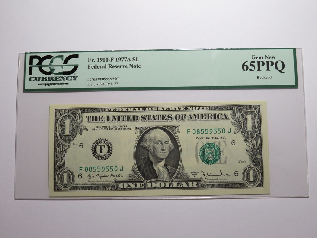 $1 1977 Bookend Atlanta GA Federal Reserve Bank Note Currency Bill PCGS 65PPQ