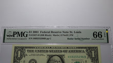 Load image into Gallery viewer, $1 2001 Radar Serial Number Federal Reserve Currency Bank Note Bill PMG UNC66EPQ