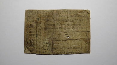 1761 Five Shillings North Carolina NC Colonial Currency Note Bill! RARE Issue 5s