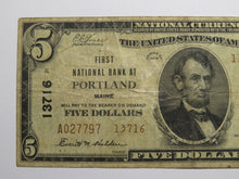 Load image into Gallery viewer, $5 1929 Portland Maine ME National Currency Bank Note Bill Charter #13716 RARE