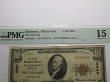 Load image into Gallery viewer, $10 1929 Harmony Minnesota MN National Currency Bank Note Bill Ch. #8683 F15 PMG