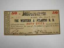 Load image into Gallery viewer, $.50 1862 Atlanta Georgia Obsolete Currency Bank Note Bill Western Atlantic RR