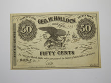 Load image into Gallery viewer, $.50 1862 Bath New York NY Obsolete Currency Note Bill Geo. W. Hallock UNC++