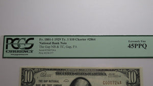 $10 1929 Gap Pennsylvania PA National Currency Bank Note Bill! #2864 PCGS XF45