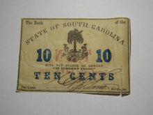 Load image into Gallery viewer, $.10 1863 Charleston South Carolina Obsolete Currency Bank Note Bank of SC
