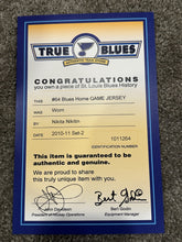 Load image into Gallery viewer, 2010-11 Nikita Nikitin St. Louis Blues Game Used Worn Hockey Jersey -1st NHL Pt.
