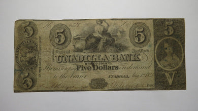 $5 1851 Unadilla New York NY Obsolete Currency Bank Note Bill The Unadilla Bank