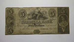 $5 1851 Unadilla New York NY Obsolete Currency Bank Note Bill The Unadilla Bank