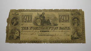 $20 1835 Northampton Pennsylvania PA Obsolete Currency Bank Note Bill RARE Issue