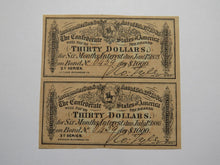 Load image into Gallery viewer, $30 1864 Confederate Bond Coupon Certificate Uncut Sheet Currency Bank Note Bill