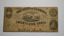 Load image into Gallery viewer, $.25 1863 Montgomery Alabama Obsolete Currency Bank Note Bill AU! Plate M