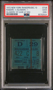 12/10/72 New York Islanders Vs Rangers NHL Hockey Ticket Stub Islanders 1st Game