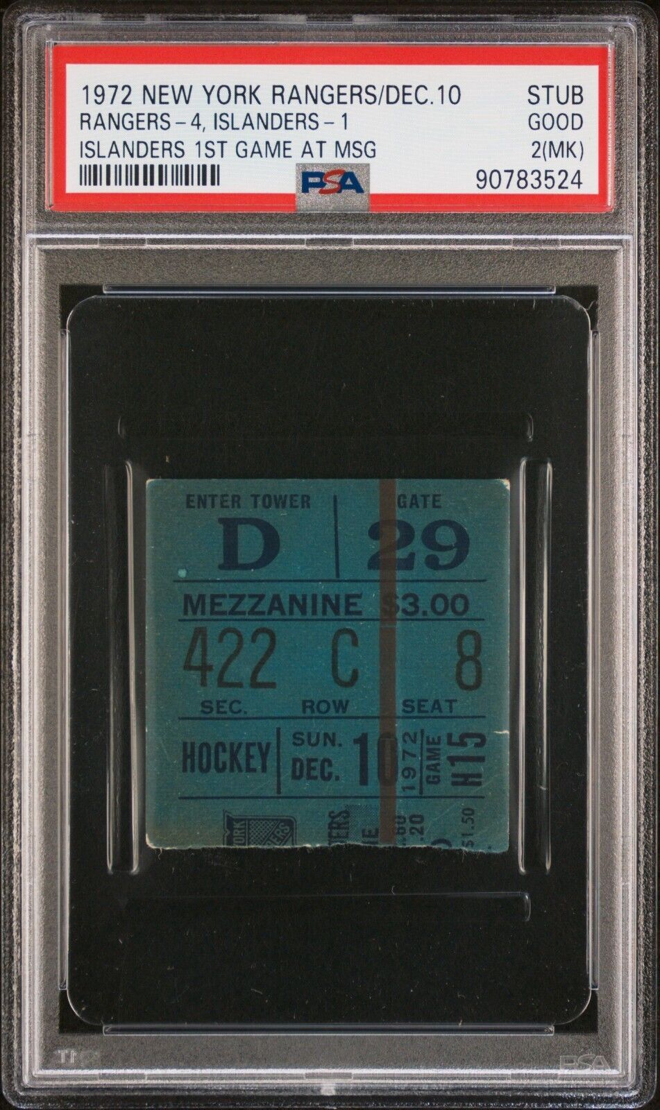 12/10/72 New York Islanders Vs Rangers NHL Hockey Ticket Stub Islanders 1st Game